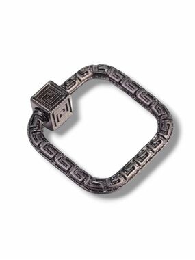 Mini Etched Meander Square Lock - Small Greek Key Carabiner Charm Link